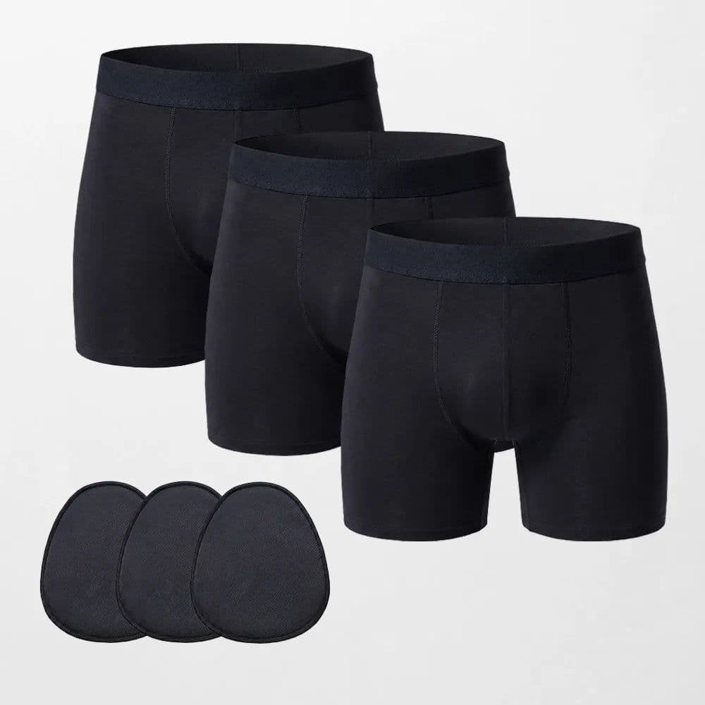 EverLeakProof Men's Max Protect Leakproof Boxers, 3-pack with absorbent pad inserts
