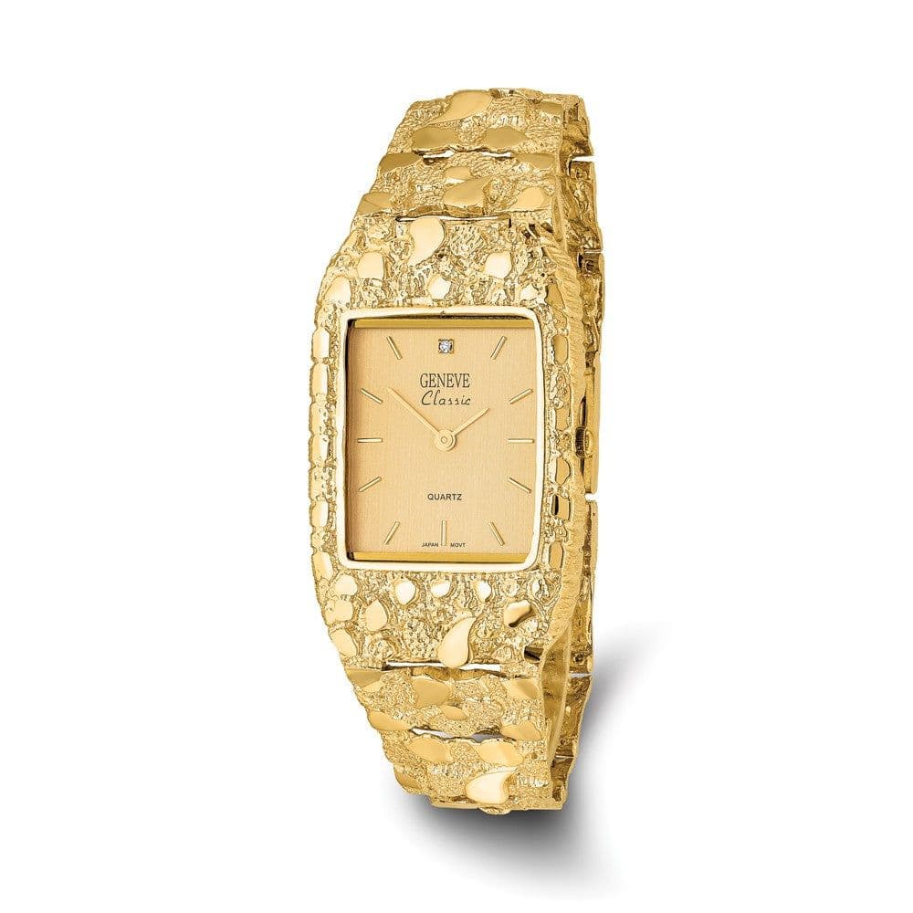 14k Yellow Gold Mens Squared Nugget Watch, Black Bow Jewelry Co.