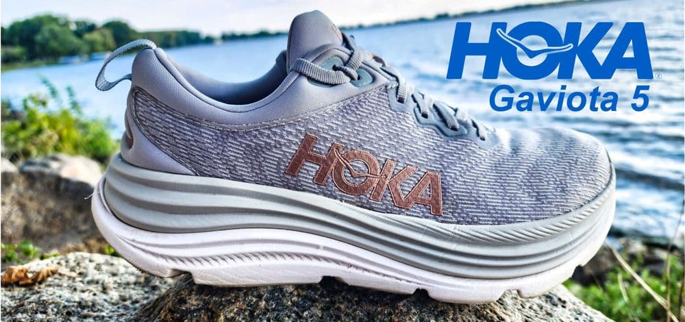 Hoka Gaviota 5 running shoe by the water