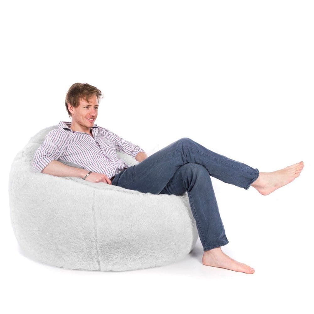 Faux fur bean bag chair, Arctic Fox white