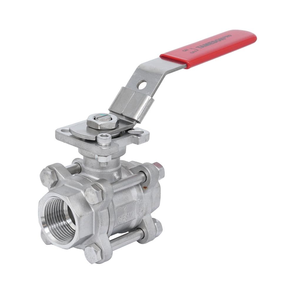 TamesonPRO stainless steel 2-way ball valve with red lever handle
