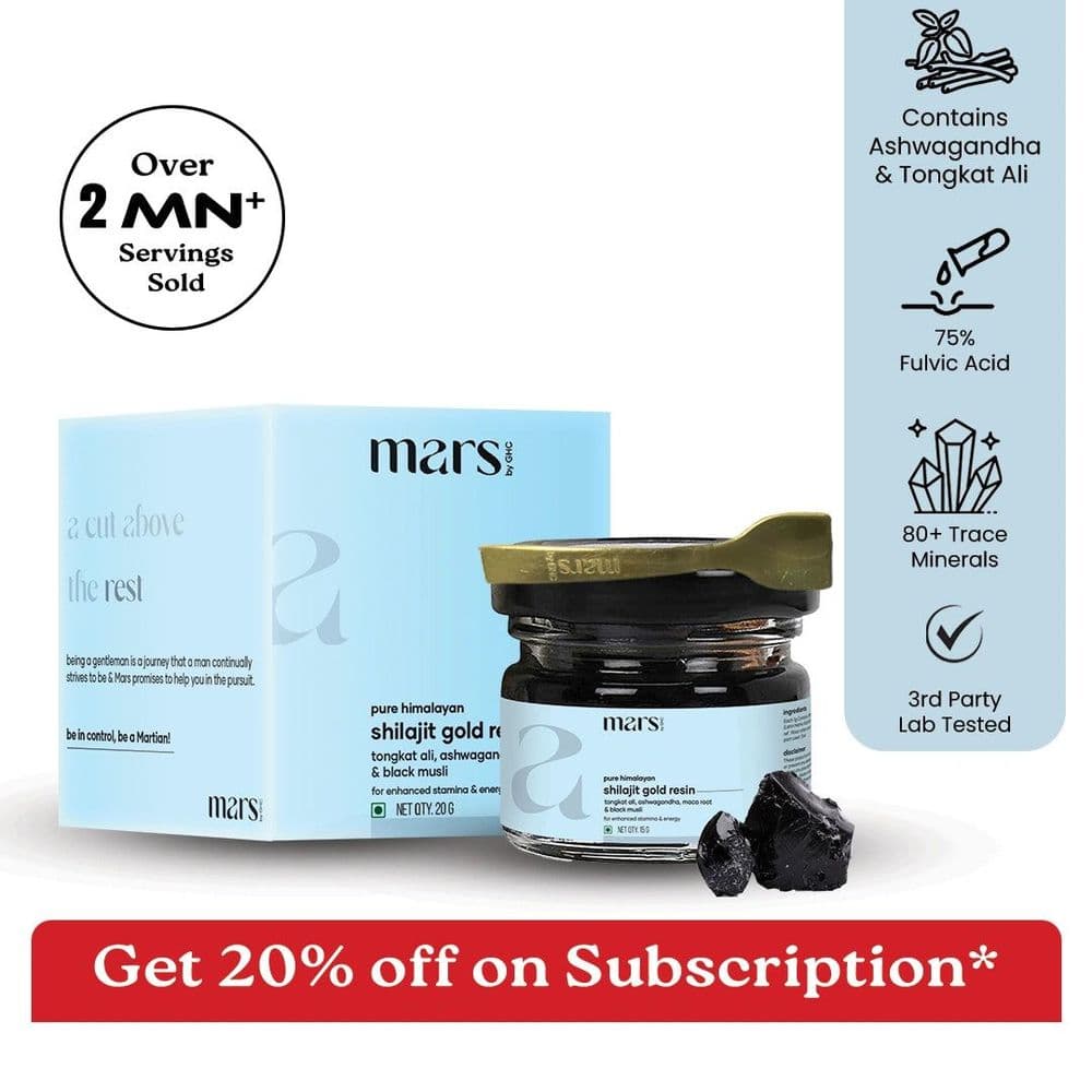 Mars by GHC Pure Himalayan Shilajit Gold Resin jar and box, 75% fulvic acid