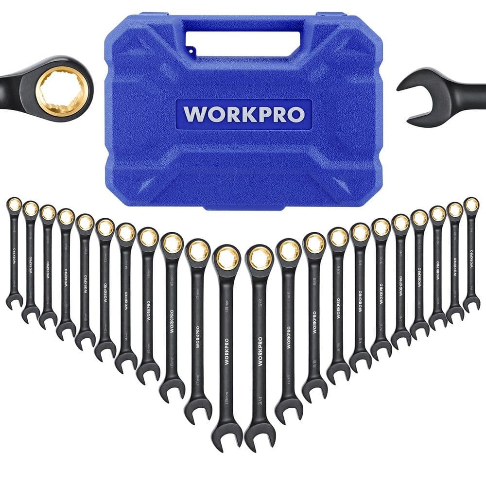 WORKPRO 22-piece ratcheting combination wrench set with organizer box, GreatStar Industrial