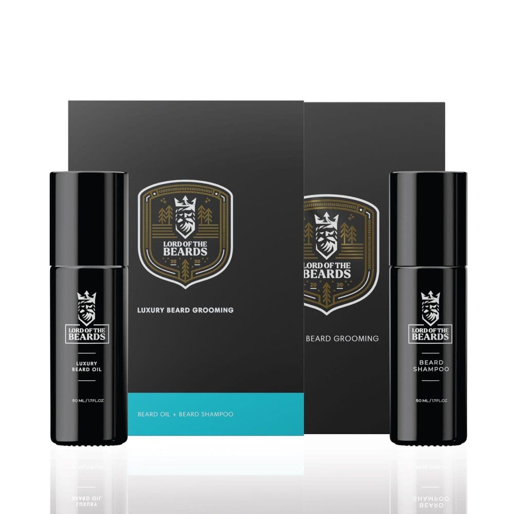 Lord Of The Beards Luxury Beard Care Duo, 50ml Beard Oil and Beard Shampoo gift set