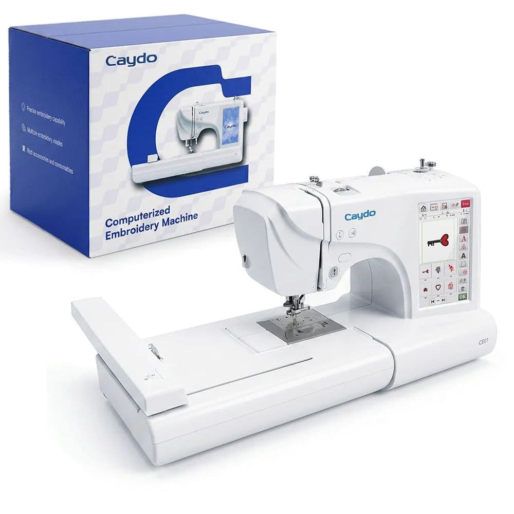 Caydo Smart Embroidery Machine CE01 with box and touchscreen embroidery display