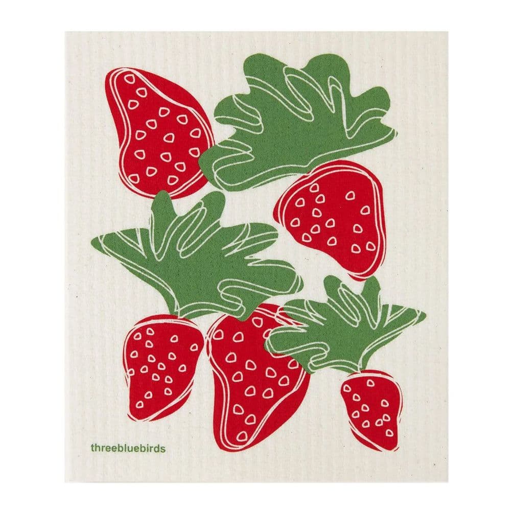 Free the Ocean reusable Swedish dishcloth in strawberry print