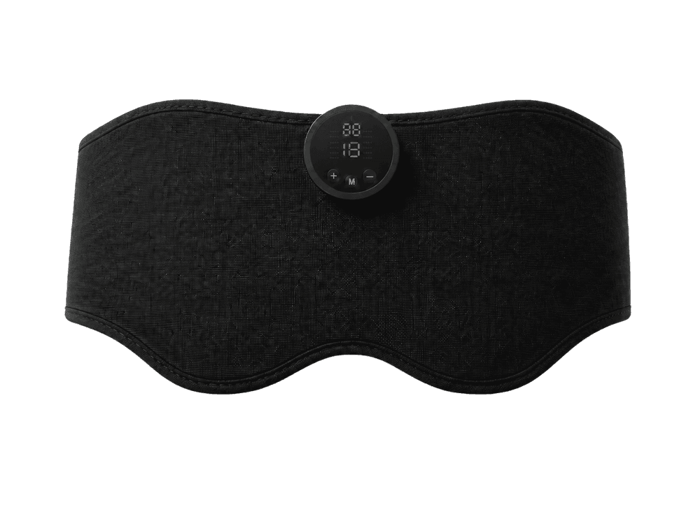 Close-up of the APE BORN NextGen EMS stimulator pad and digital controller
