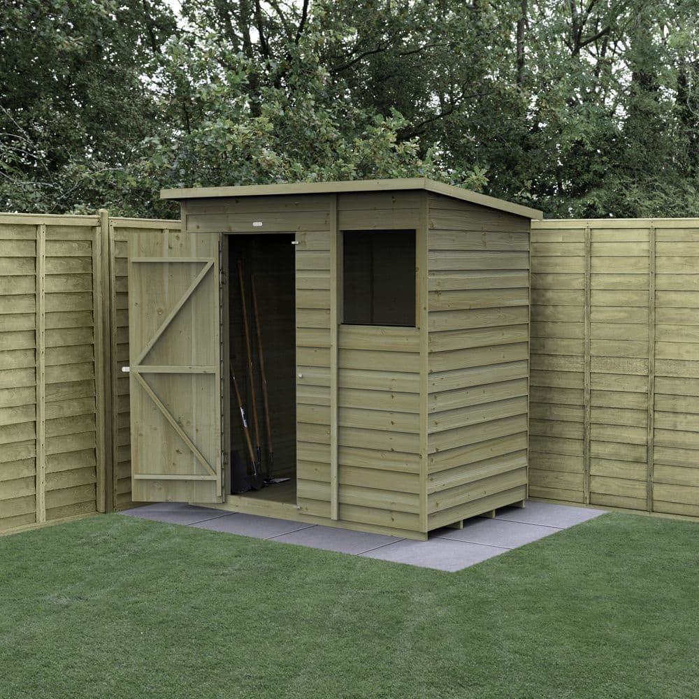 Forest 6x4 4Life pent roof wooden garden shed, pressure-treated timber