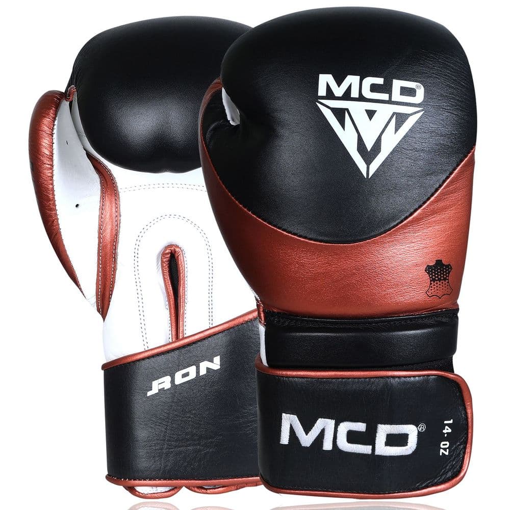 MCD Iron 3-tone leather boxing gloves, black and bronze