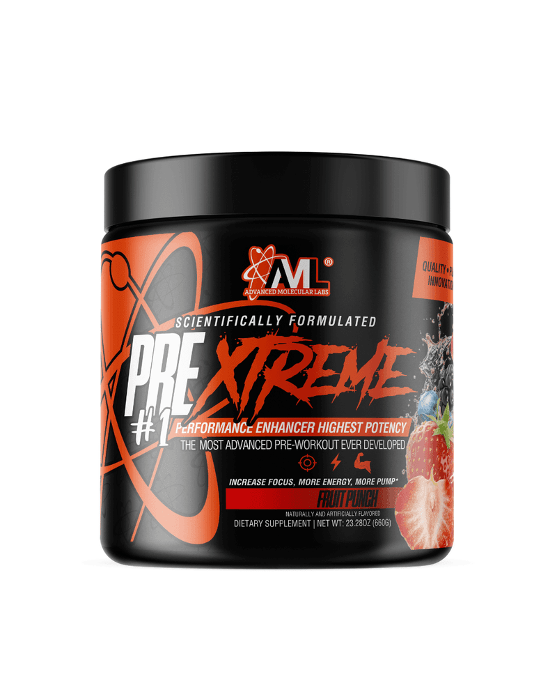AML Pre Xtreme pre-workout tub, Fruit Punch flavor