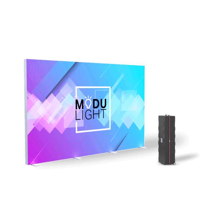 Display Wizard ModuLIGHT LED lightbox exhibition backwall with travel case